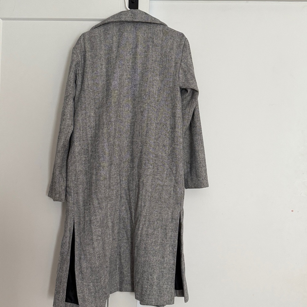 Old Navy long slouchy double-breasted coat Jacket small tall grey Houndstooth - Picture 14 of 14